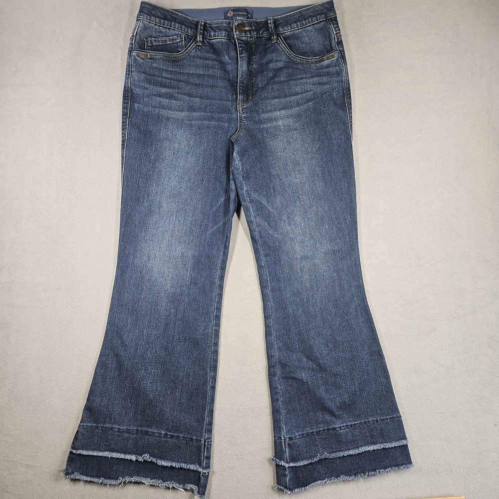 Democracy Ab‑Solution Kick Flare Jeans Women's 14P Stretch Double Layer Fray Hem